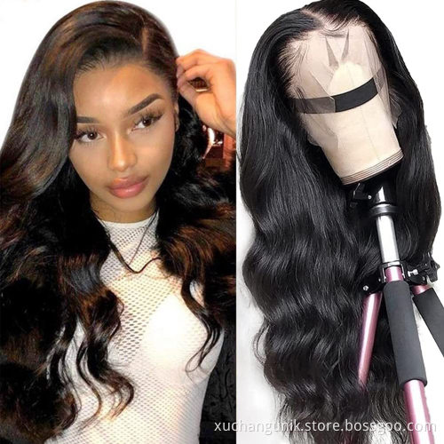 Uniky 30 Inch Brazilian Virgin Hair 100 Percent Body Wave HD Lace Frontal Human Hair Wigs for black woman